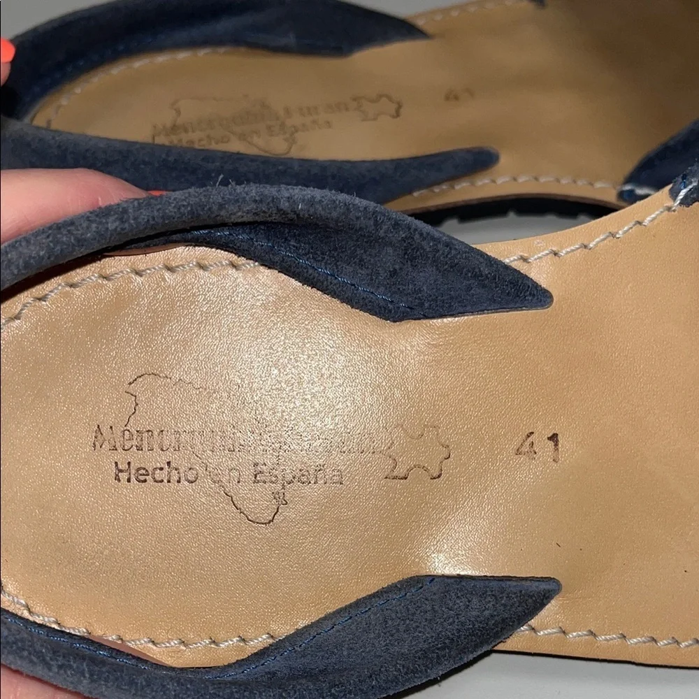 Menoquinas Huran Ocean Blue Suede Slingback Sandals size 11 woman’s - Picture 9 of 11